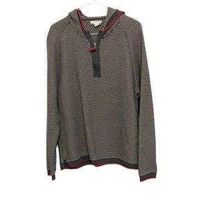 Carbon2Cobalt Mens 1/4” Zip Knit Hooded Popover Sweater Gray Size Large